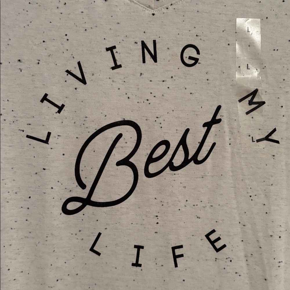 Apt. 9 Cream Speckled Tee “Living My Best Life”